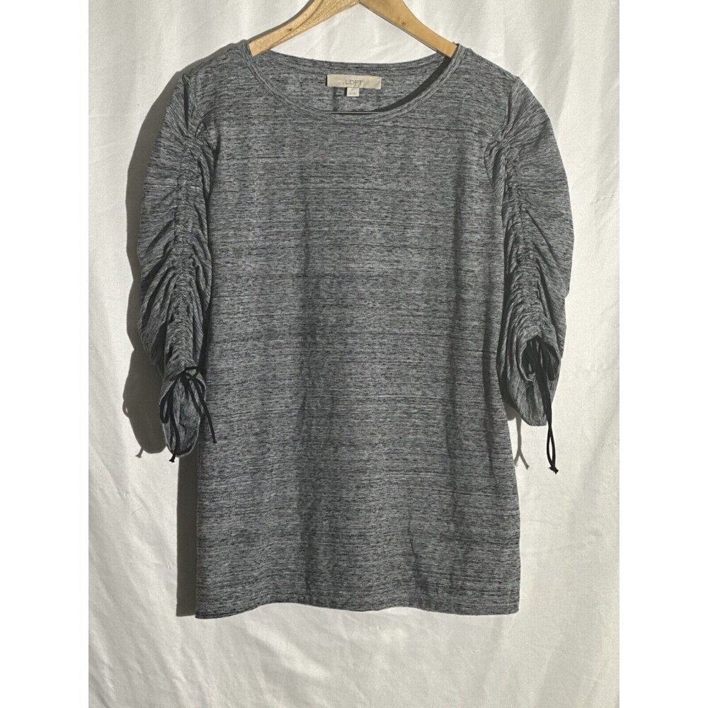 Ann Taylor Loft Women’s Tie Sleeve Blouse Black&Grey Size XS